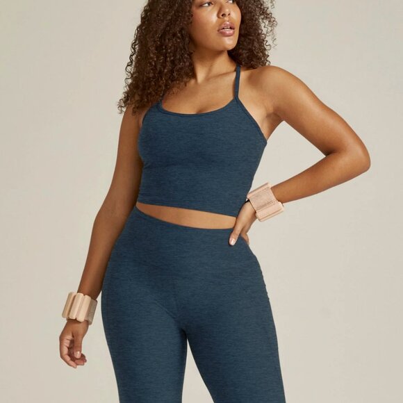 Like New  Spacedye Slim Racerback Cropped Tank & Legging Set Nocturnal Navy - Picture 1 of 13